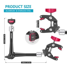 Neewer 11"/28cm Adjustable Articulating Friction Magic Arm with Super Clamp, Robust Aluminum Alloy for DSLR/Mirrorless Cameras, Camcorders, LED Light, Flash Light, Field Monitor Video Vlog Rig