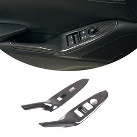 Compatible with Mazda MX-5 ND Miata 2016-2024+ Left Hand Driver Car Real Carbon Fiber 4pcs Front and Rear Doors Look Interior Door armrest Window Switch Panel Cover Trim (Black Carbon Fiber)