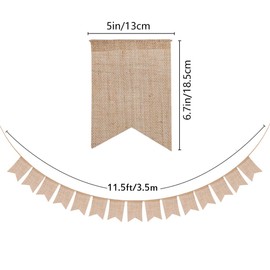 Soleebee 13-piece hessian banner, perfect DIY decoration, triangle flag bunting for weddings, baby showers, birthdays, parties and other celebrations