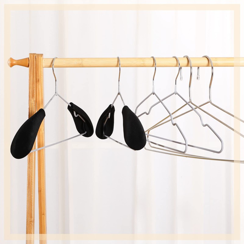8 Pieces Velvet Hanger Shoulder Pads Over Hanger Pads Black