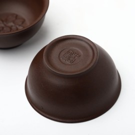 SILINE 3 PCS Zisha Gongfu Teacup,2.2 Oz Chinese Yixing Purple Clay Tea Cup for Brew Kung Fu Tea,Used with the Teapot