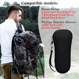 SyuCeia Travel Shaver Organizer - EVA Hard Protective Holder for Braun Series 3/5/6/7/8/9 Electric Shavers, Compact & Durable Design for Men’s Grooming Essentials, Fits All Accessories (Black)