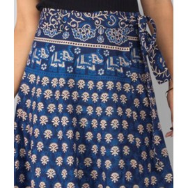Indian Cotton Wrap Skirts Boho Red Long Skirt Handmade Wrap Skirt (Cotton,) Blue
