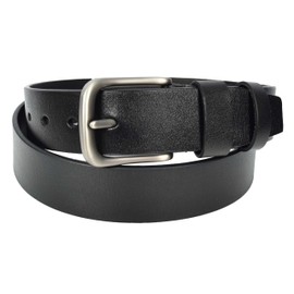 Genuine Leather Belt For Mens Work Dress Casual Jeans Curved Style Fezara Black (Standard, Black, Length 102 cm, 36" Waist)