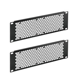 Tecmojo Vented 2U Blank Rack Mount Panel, Steel Patch Panel Filler for 10" Width Server Rack, Network Cabinet, Data Center, Home Labs, Black (2 Pack)