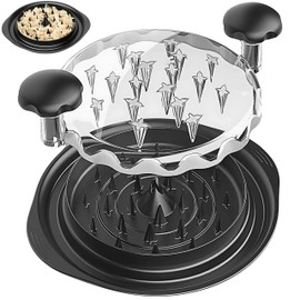 Officer Owl Chicken Shredder Tool Twist Large - Meat Shredder with Brush, Silicone Mat & Separate Plate, BPA-Free, Anti-Slip Strips, Ergonomic Handle, Suitable for Chicken, Pork, Beef & Veggies