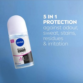 NIVEA Women Black & White Invisible Clear Roll-On Antiperspirant Deodorant 50ml – 72 Hour Sweat and Odor Protection, No White Marks, Alcohol-Free, Fresh Scent, Underarm Care, Pack Of 3
