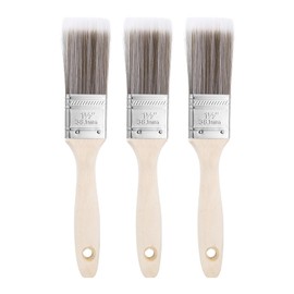 HARFINGTON 3pcs Paint Brushes 1.5" Flat Paint and Chip Brushes with Wooden Handle for DIY Paint Flat Art Furniture Fences Deck Wall Trim, Brown