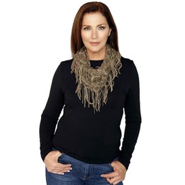 Memories Women's & Girl's Lightweight Mini Fashion Tube Collar Scarf (Taupe & Brown)