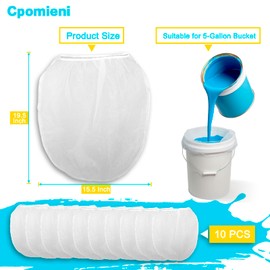 Cpomieni 10 PCS Paint Filter Bags, 5 Gallon White Fine Mesh Strainer Bags, Elastic Top Opening Mesh Bag for Paint, Gardening & Hydroponics