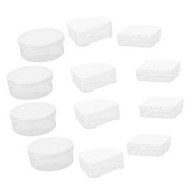 WOONEKY 12 pcs Makeup Puff Holder Triangular Round Rectangular Powder Puff Cases Compact Storage Box for Organizing Makeup Sponges Portable Practical Design