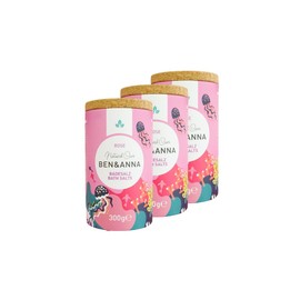 Ben & Anna - Premium Badesalz Cornflower für Muskelentspannungsbad mit Meersalz – Perfekter Badezusatz - Feuchtigkeitsspendend und Hautreinigend mit beruhigender Wirkung (300g (3er Pack), Rose)
