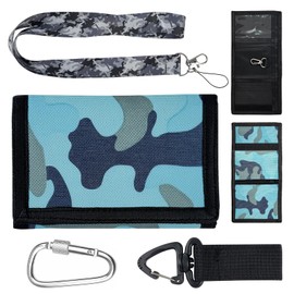 Boys Camo Purse, Slim Camouflage Wallet, Canvas Outdoor SportsWallet, Boy Triple Wallet, Trifold Wallet with Buckle, Mini Trifold Coin Purse with Zipper, Camo Coin Purse for Teenagers Boys Girls