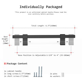 homdiy 10 Pack Adjustable Black Cabinet Pulls 1-3/8" to 4" (35-102mm) Adjustable Hole Distance Drawer Pulls