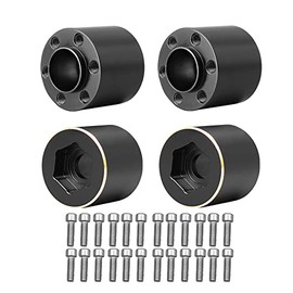 NXUEBDU Brass Wheel Hex Hub 12mm Extenders Adapter for 1/10 RC Crawler Car SCX10 TRX4 1.9 2.2 Wheels Rim Upgrade Parts, Pack of 4 (Black, 18.4mm)