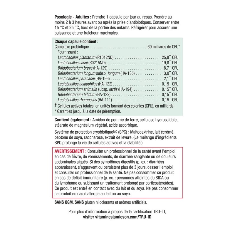 Jamieson Probiotics 60 Billion Active Cells - Ultra Strength