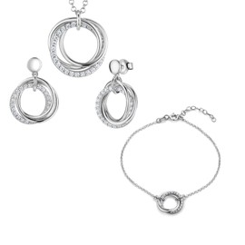 LILLY MARIE Women's Silver Jewellery Set Genuine 925 Silver Infinity Pendant Length Adjustable Gift Box Gifts, Sterling Silver