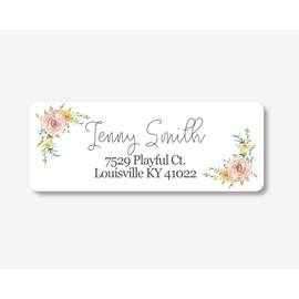 60ct - Floral Return Address Stickers/Labels, Baby Shower or First Communion Invitation Address Labels (#633-010-WH)