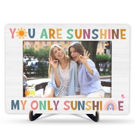 MVZX You Are Sunshine Picture Frame, Inspirational Quotes Wooden Photo Frame With Stand For Office Home, Encouragement Desk Decor For Her, Cheer Up Gifts For Women Sister Friend Daughter Wife, A15