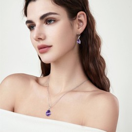 Inpasne Teardrop Dangle Drop Earrings for Women 925 Sterling Silver Leverback Earrings Amethyst Earrings February Birthstone Jewelry Gifts for Women Mom Her Wife