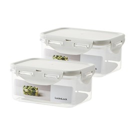 Lock&amp;Lock [1+1] Antibacterial Bisfree Stackable Rectangular 600ml Light Gray (2 in total) / 락앤락  [1+1] 항균 비스프리 스테커블 직사각 600ml 라이트 그레이 (총 2개)