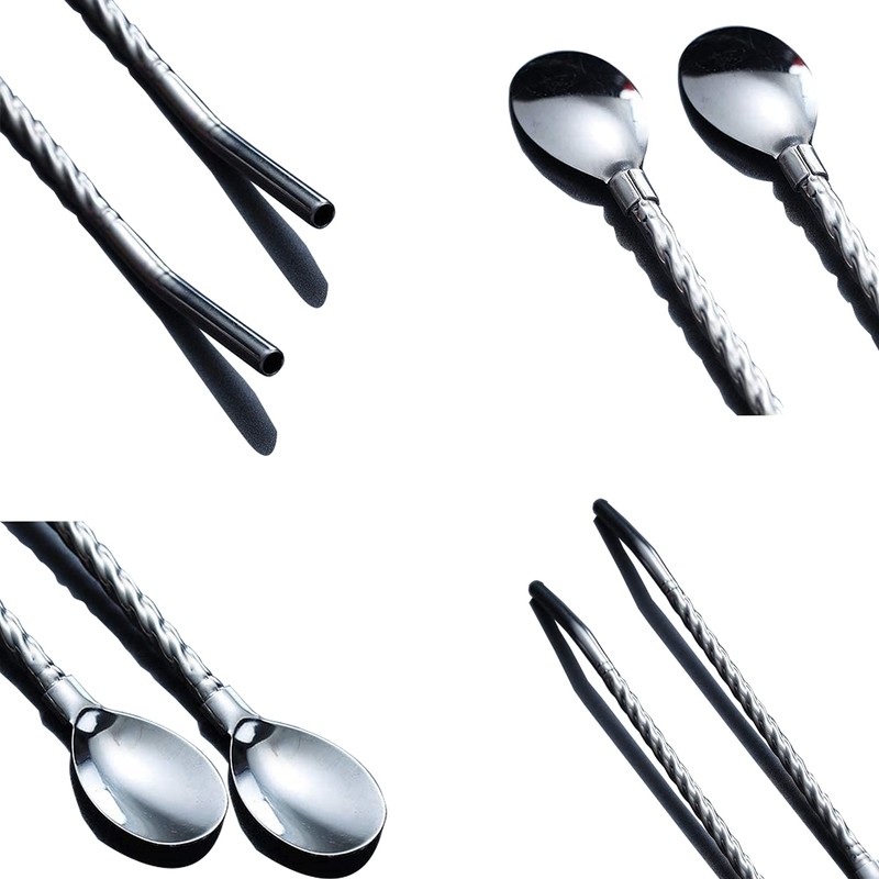 Pack of 5 Stainless Steel Straws, Spoons, Reusable Stainless Steel