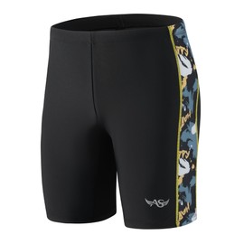 Angel season Swim Jammers Youth Athletic Compression Shorts for Racing Training & Swimming Team Quick-Dry Chlorine Resistant Youth Swimwear Pool Beach Summer Vacations Size Boys 7-8 Happy Black