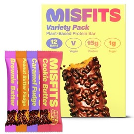 Misfits Vegan Protein Bars - Updated Recipe | Plant Based, Low Sugar & Carb,...