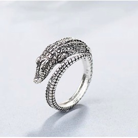 The Charmery Crocodile Alligator Sterling Silver 925 Adjustable Ring