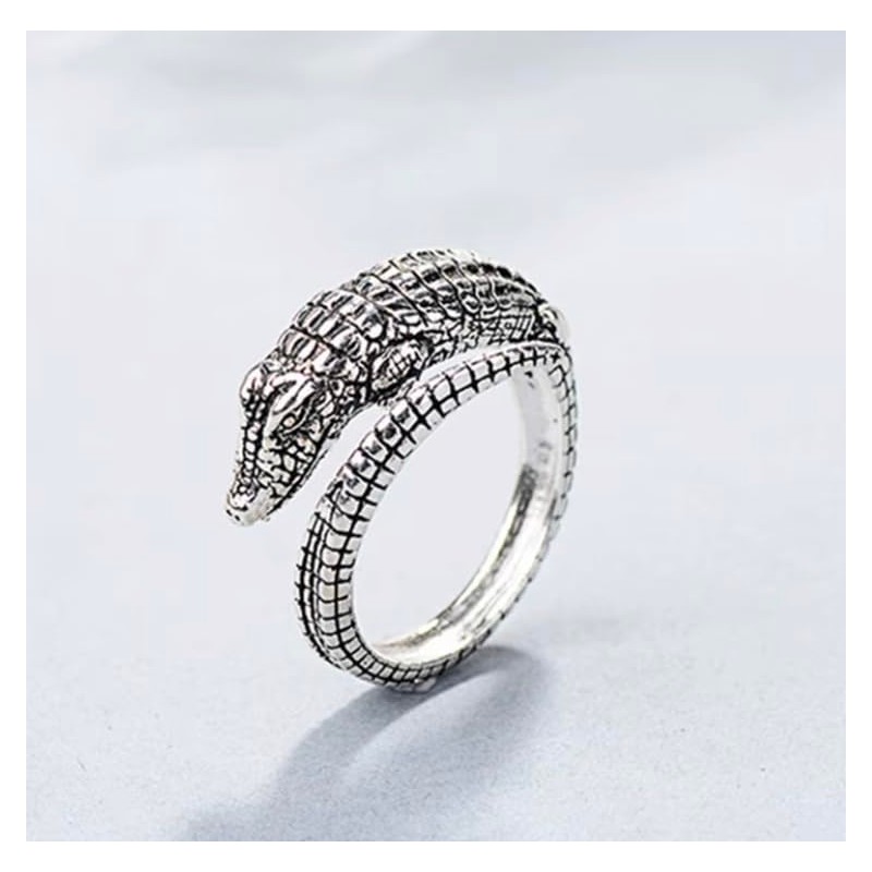 The Charmery Crocodile Alligator Sterling Silver 925 Adjustable Ring