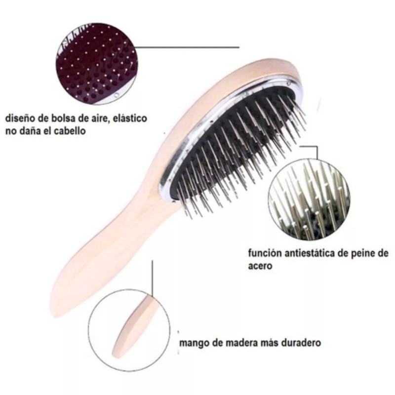 Ari Cepillo Madera Para Extensiones De Cabello Grande 2pzs