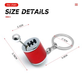JNNJ Zinc Alloy Car Shifter Gear Model Key Ring, 6 Speed Gear Lever Key Chain Gadgets, Creative Accessories for Car Keys (Red)