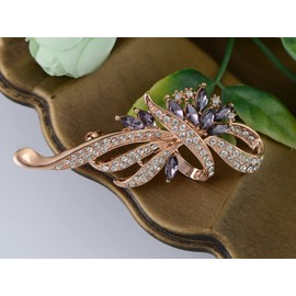 Alilang Vintage Shiny Crystal Rhinestones Flower Bouquet Brooch Lapel Pins Breastpin for Wedding Banquet, Rose Gold