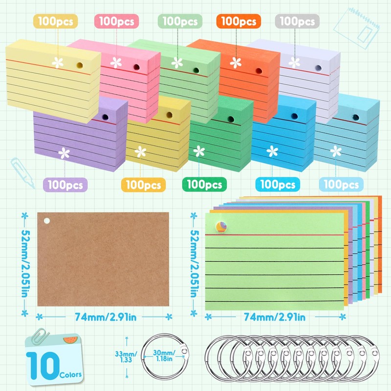 moinkerin Index Cards (Muticolor, A8)