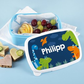 Striefchen® Lunch Box for Boys with Name of Choice – Gift Idea for School Enrolment Dinosaur