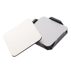 BESTonZON Set of 6 Stainless Steel Coasters - Square Non-Slip Mats with Holder for Cup, Heat Resistant Placemats for Dining Table, Ideal for Home and Restaurant Use
