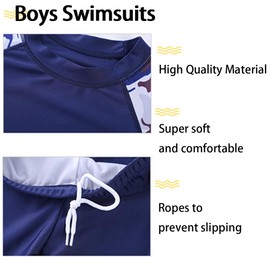 PUPYGIYUC Boys Swimsuits Kids 3PCS Rash Guard Sets with Hat UPF50+ Short Sleeve Swimwear Sets 9-10 Years for Boys Blue 5XL