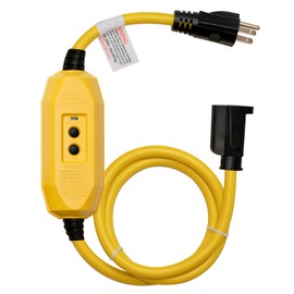 ELEGRP 15 Amp Auto Reset Inline GFCI Extension Cord 3ft 12/3 SJTW Heavy Duty Yellow Cable 3 Wires 3 Prongs Grounded Plug with Single Electrical Power Outlets, UL Listed