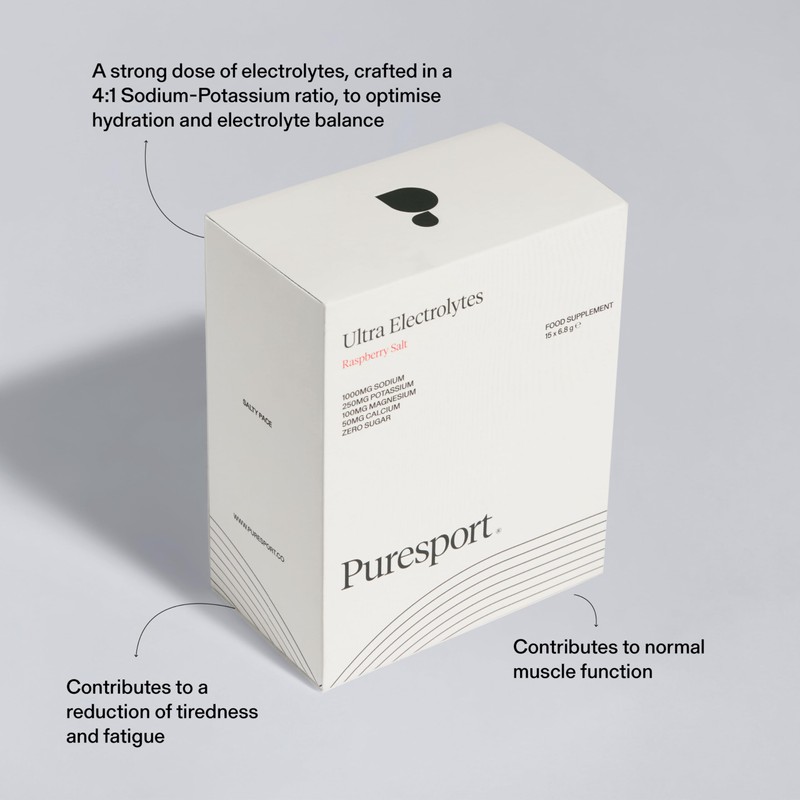 Puresport Ultra Electrolytes (Raspberry Salt/15 Sachets) | Science-Backed Electrolytes Powder