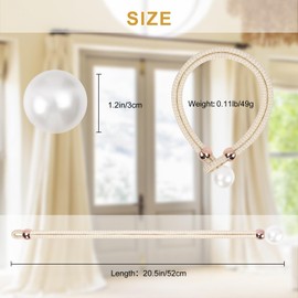 AULEEP Pearl Curtain Tiebacks, Pack of 2 Adjustable Tiebacks for Curtains, Curtain Drawstring Curtain Holder, Curtain Holder for Home, Office, Window Decorative (White)