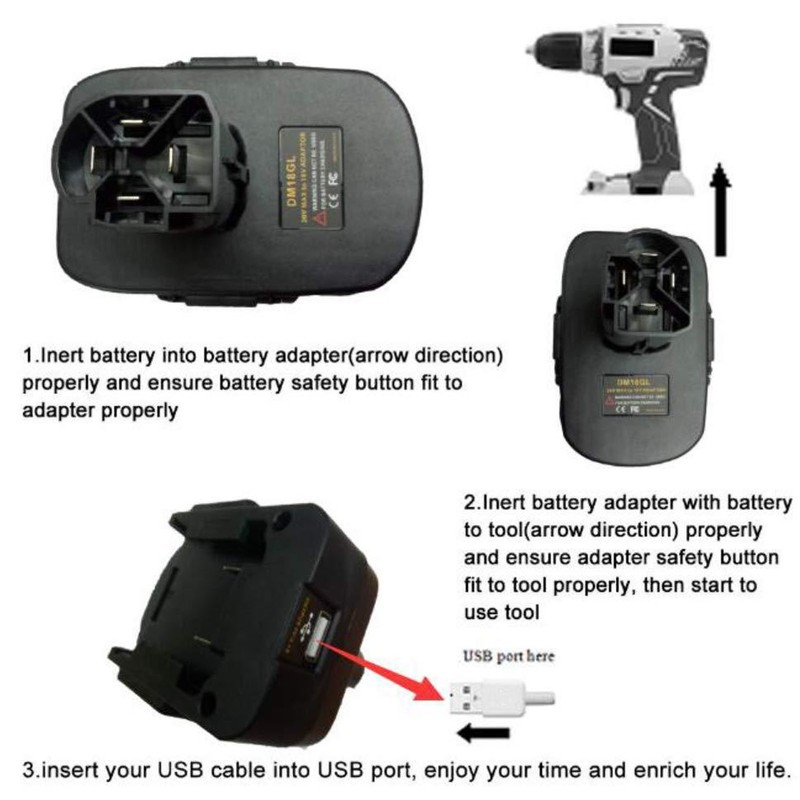 DM18GL Adapter for 18V Lithium Battery DCB200 DCB201 DCB203 DCB204