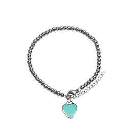 LuckyLy Pulsera para Mujer con Dije de Corazón Turquesa, Brazalete de Acero Inoxidable color Plata – Ideal como Regalo para Novia Original, Modelo Ada