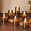 Grey Glass Flameless Votive Candles with Remote Timer, Real Wax