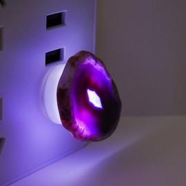 RJINGSHI 2PCS Agate Slice Night Light Natural Purple Agate Night Lamps 1.18-1.96 Inches Irregular Crystals Agate Slice Healing Crystal Bedroom Night Lamp Home Decor Gift