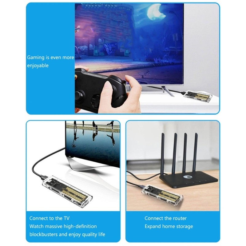 M.2 NVMe SATA SSD Enclosure NVMe to USB C 3.1