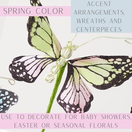 Factory Direct Craft Artificial Butterfly Stems Set of 2 - Spring Picks for Centerpieces, Baby Shower Arrangements and Easter Decorating (21 Inches High)