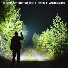 KINGCAESAR 3 Pack Flashlights High Lumens - 90,000 Lumen Super Bright Rechargeable Flashlight with 5 Light Modes, High Powered 5000 ɱAh LED Flash Light for Home, IPX7 Waterproof for Camping