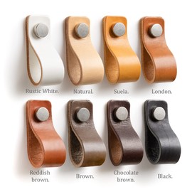 Maniglia in pelle per mobile armadio premium (2 pezzi) (Varo genuino argentino) + originale Chueca Polo + facile montaggio »» (Small, Naturale)