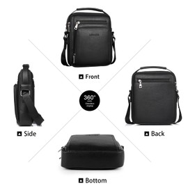 KUANG! Men's Shoulder Bag PU Leather Business Messenger Bag Briefcase Travel Crossbody Multi Pockets Handbag Purse