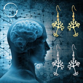 TEAMER Dainty Neuron Earrings Psychology Earrings Neuroscience Mental Health Science Jewelry for Neuroscientists Neurosurgeons, Stainless Steel, No Gemstone